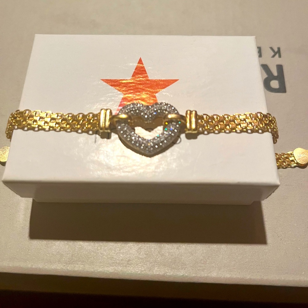 Gold plated over silver, cubic zirconia stones, bracelet